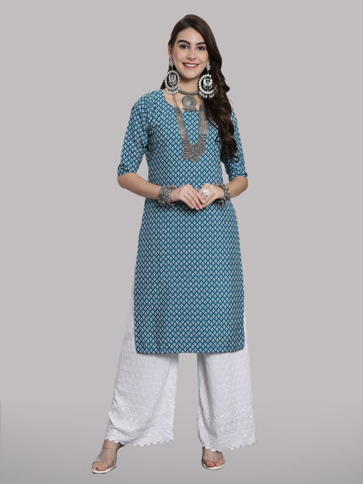     			1 Stop Fashion Pack of 1 Crepe Printed Straight Women's Kurti - ( Blue )