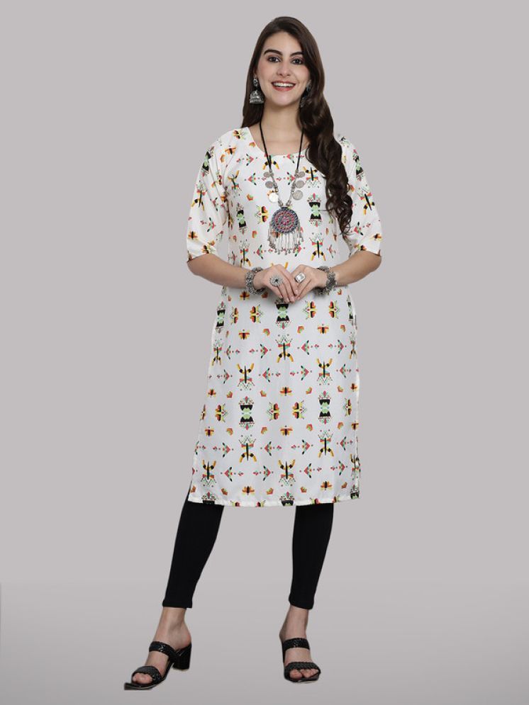     			1 Stop Fashion Pack of 1 Crepe Printed Straight Women's Kurti - ( White )