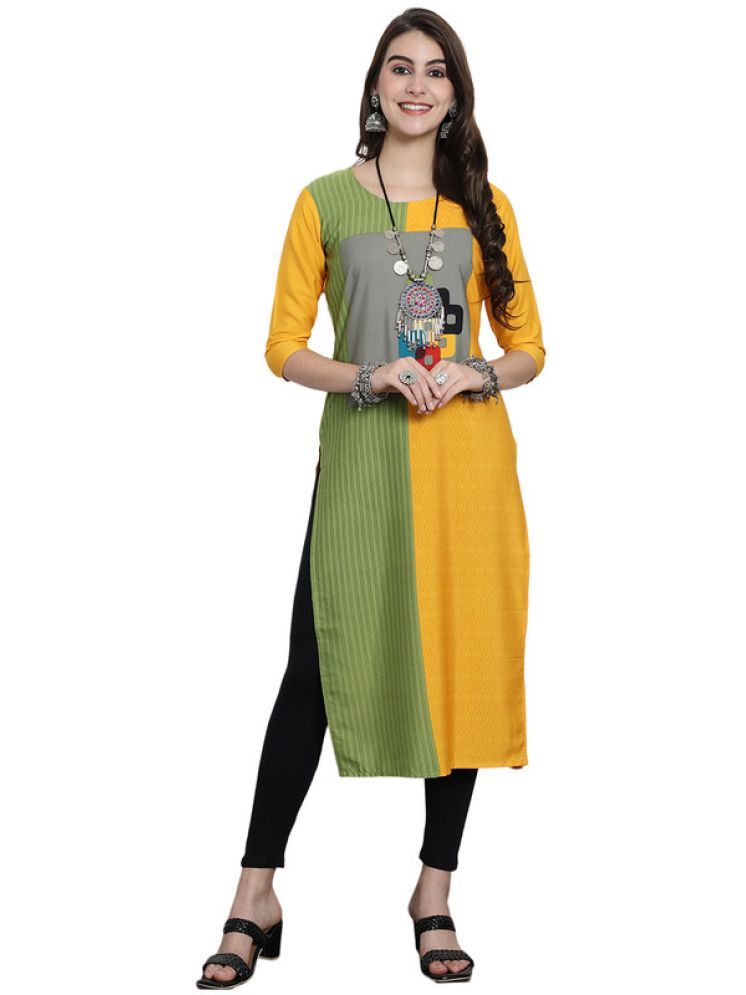     			1 Stop Fashion Pack of 1 Crepe Printed Nayra Women's Kurti - ( Yellow )