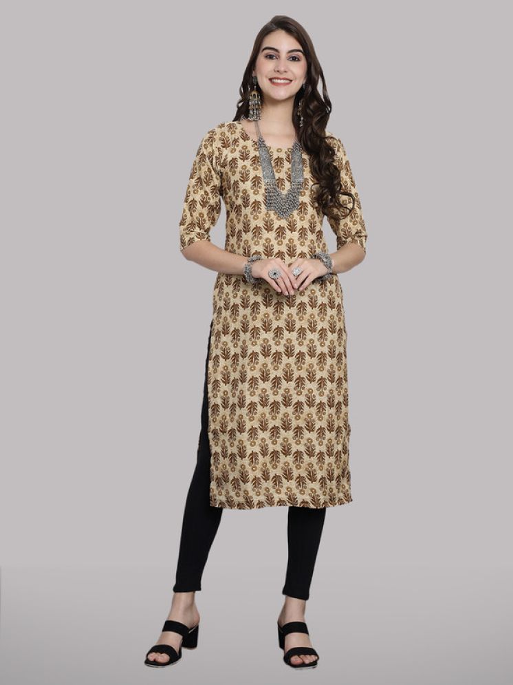     			1 Stop Fashion Pack of 1 Crepe Printed Straight Women's Kurti - ( Gold )