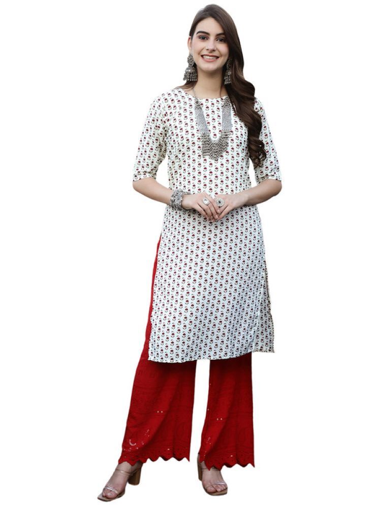     			1 Stop Fashion Pack of 1 Crepe Printed Straight Women's Kurti - ( off White )