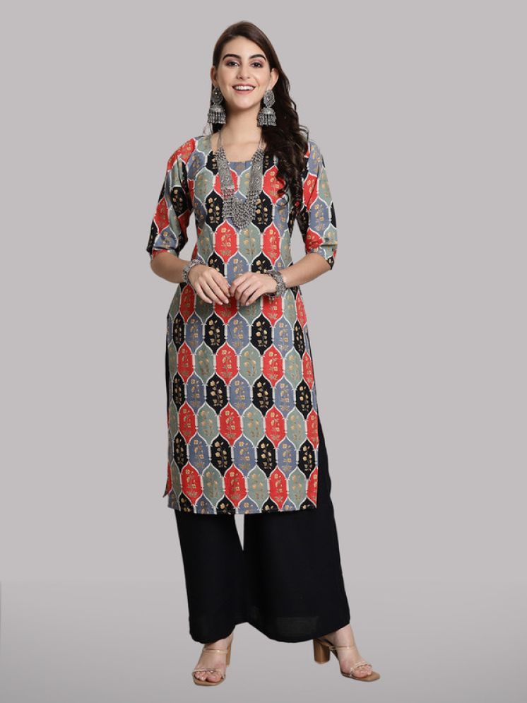     			1 Stop Fashion Pack of 1 Crepe Printed Straight Women's Kurti - ( Multicolor1 )