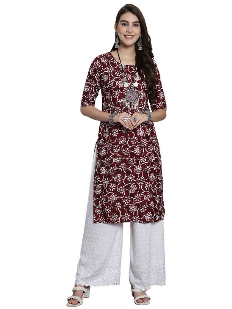     			1 Stop Fashion Pack of 1 Crepe Printed Straight Women's Kurti - ( Purple )