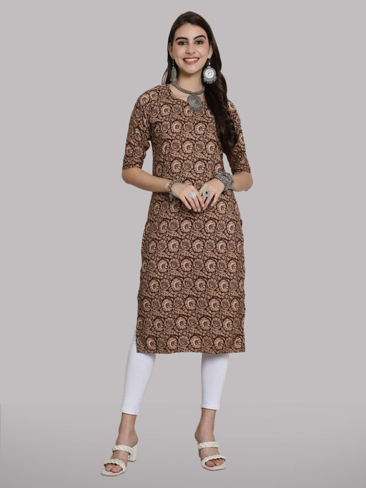     			1 Stop Fashion Pack of 1 Crepe Printed Straight Women's Kurti - ( Beige )