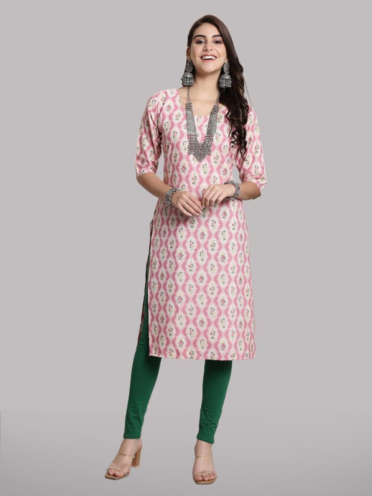     			1 Stop Fashion Pack of 1 Crepe Printed Straight Women's Kurti - ( Pink )