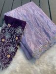 A.G.M.G FASHION Pack of 1 Chiffon Embroidered Saree With Blouse Piece ( Lavender )