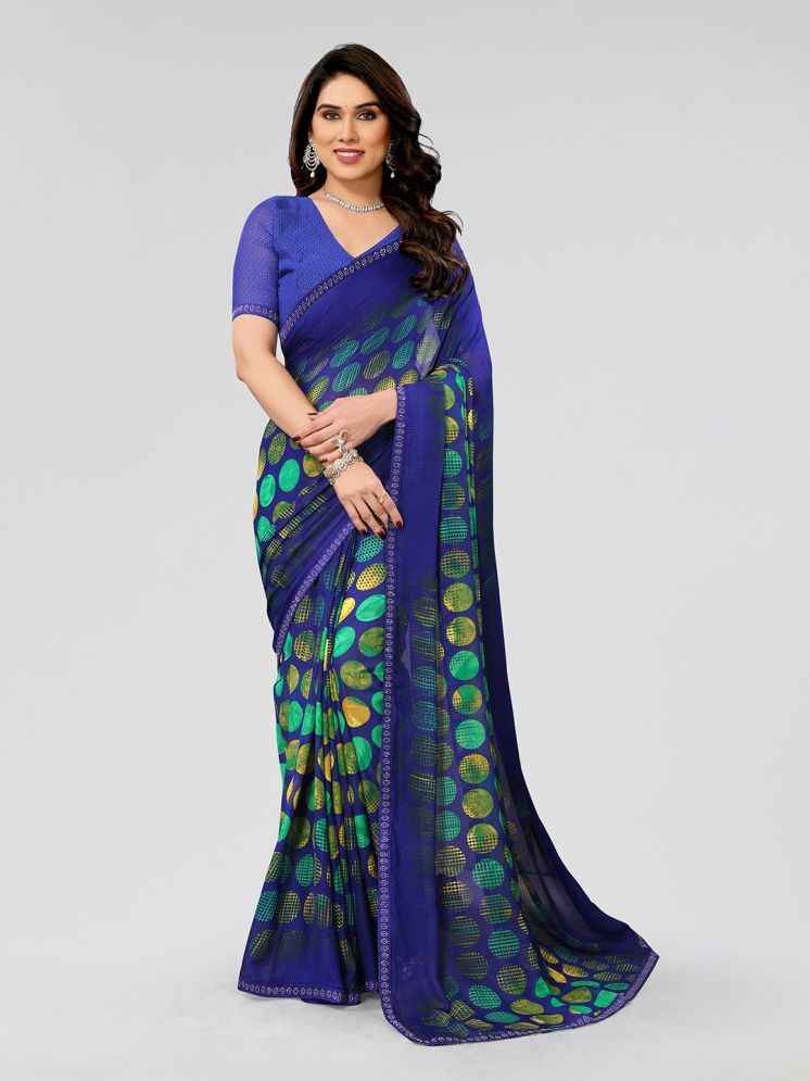     			ANAND SAREES Pack of 1 Georgette Printed Saree With Blouse Piece ( Blue )