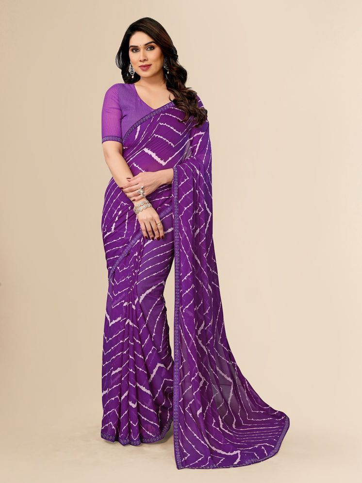     			ANAND SAREES Pack of 1 Georgette Printed Saree With Blouse Piece ( Purple )