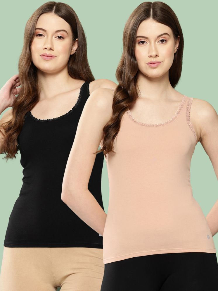     			Leading Lady Pack of 2 Camisole/ Tank Top Cotton Blended Camisoles ( Black )