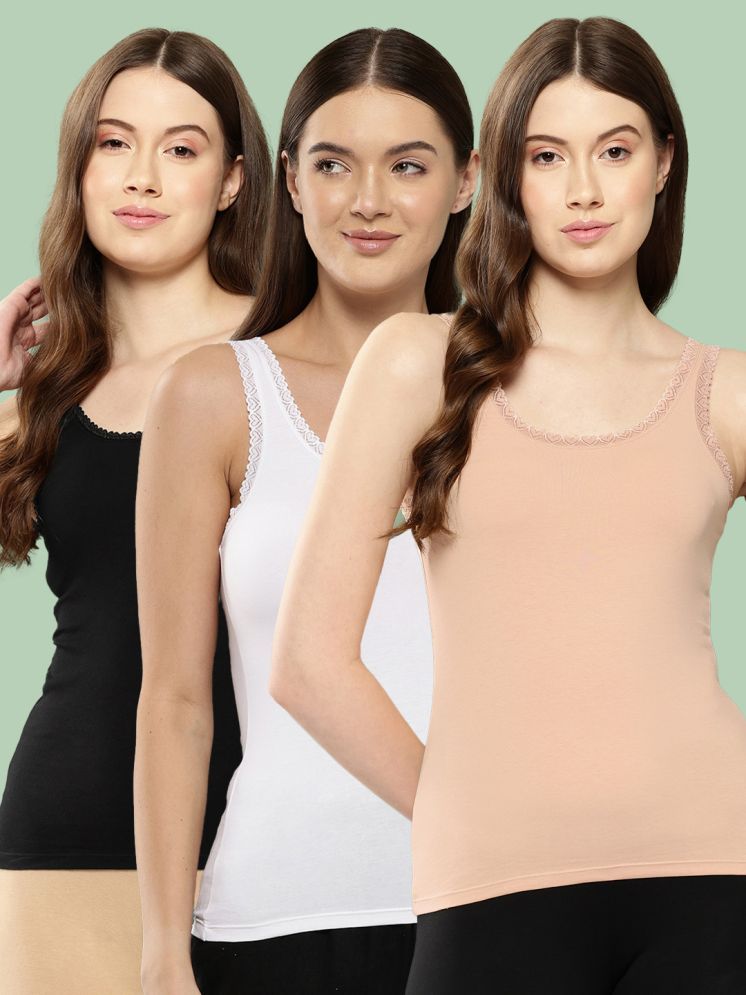     			Leading Lady Pack of 3 Camisole/ Tank Top Cotton Blended Camisoles ( Black )