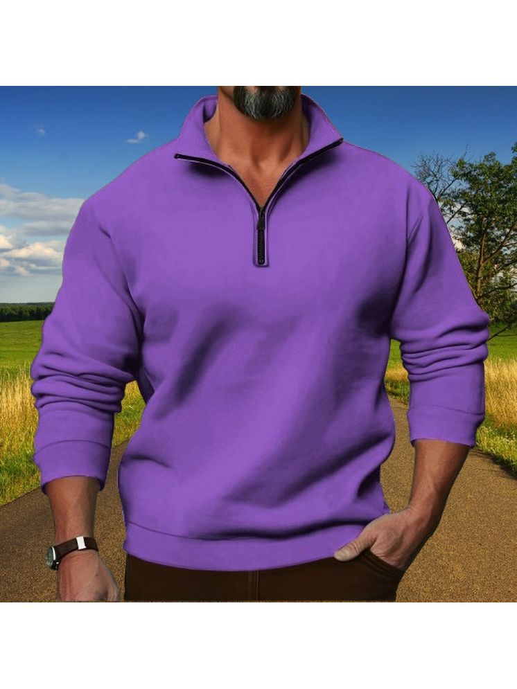     			Lecowar Fleece High Neck Men's Sweatshirt - Purple ( Pack of 1 )