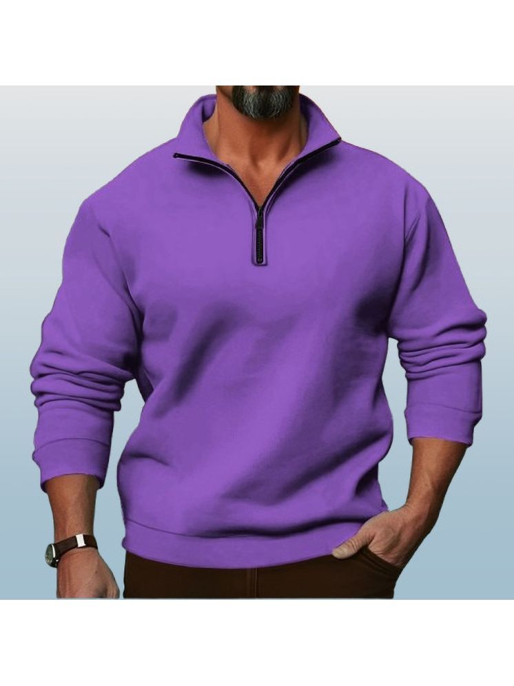     			Lecowar Fleece High Neck Men's Sweatshirt - Purple ( Pack of 1 )