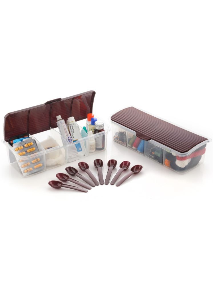     			Metrolife Kitchen Organizer Plastic Brown Multi-Purpose Container ( Set of 2 )