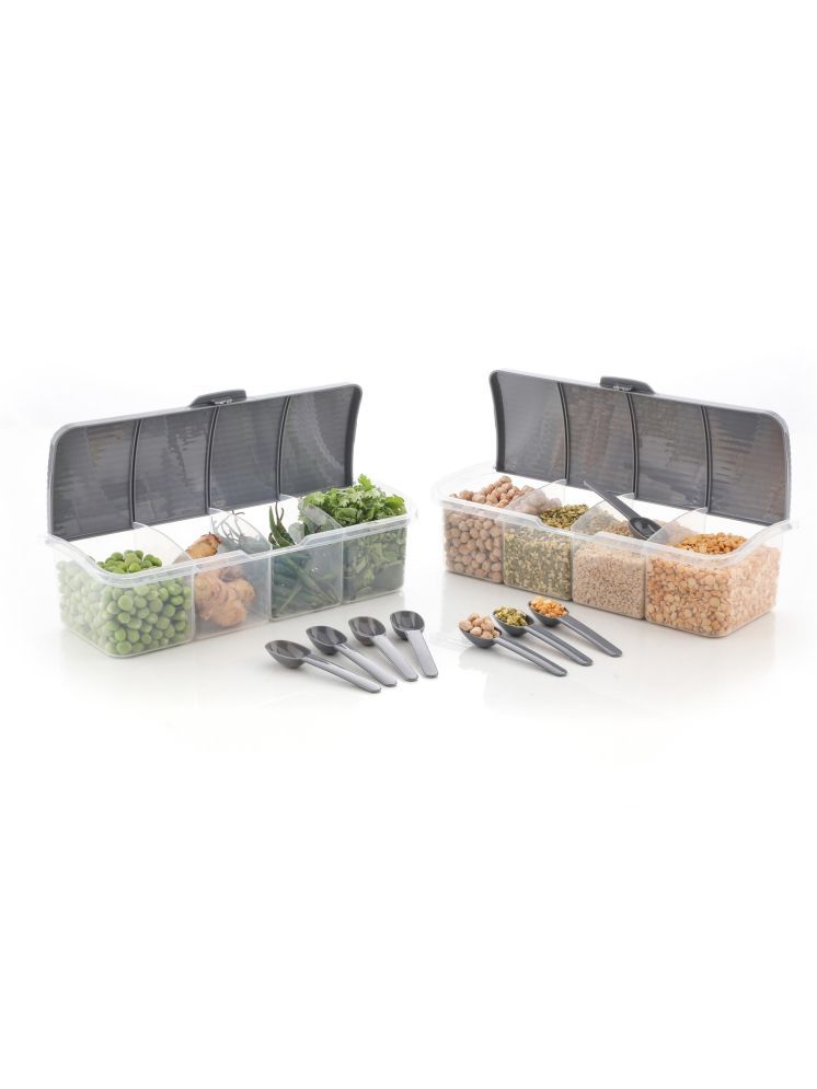     			Metrolife Kitchen Organizer Plastic Grey Multi-Purpose Container ( Set of 2 )