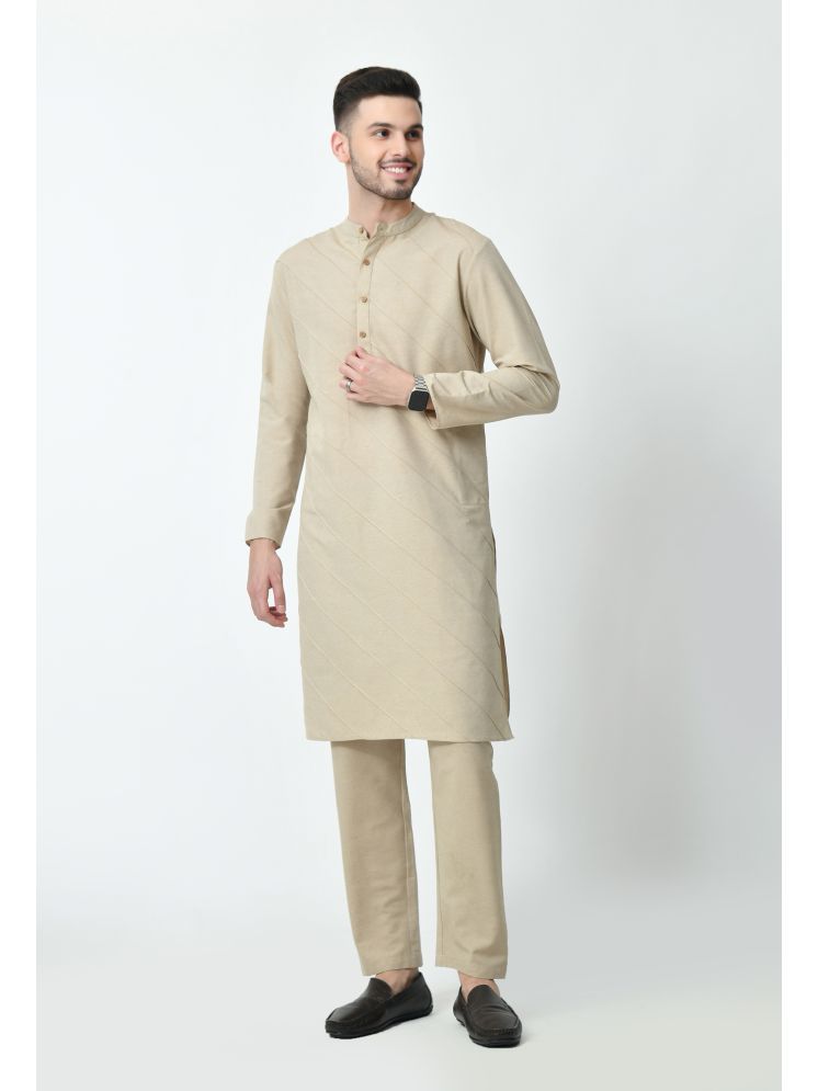     			ALL WAYS YOU Beige Cotton Blend Men's Regular Kurta ( Pack of 1 )