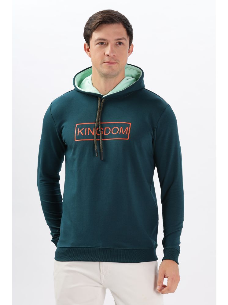     			COLOR HUNT Cotton Blend Hooded Men's Sweatshirt - Teal ( Pack of 1 )