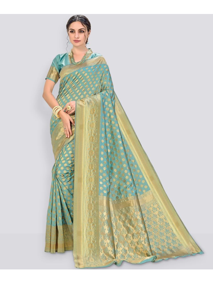     			Sariya Pack of 1 Jacquard Self Design Saree With Blouse Piece ( LightGreen )