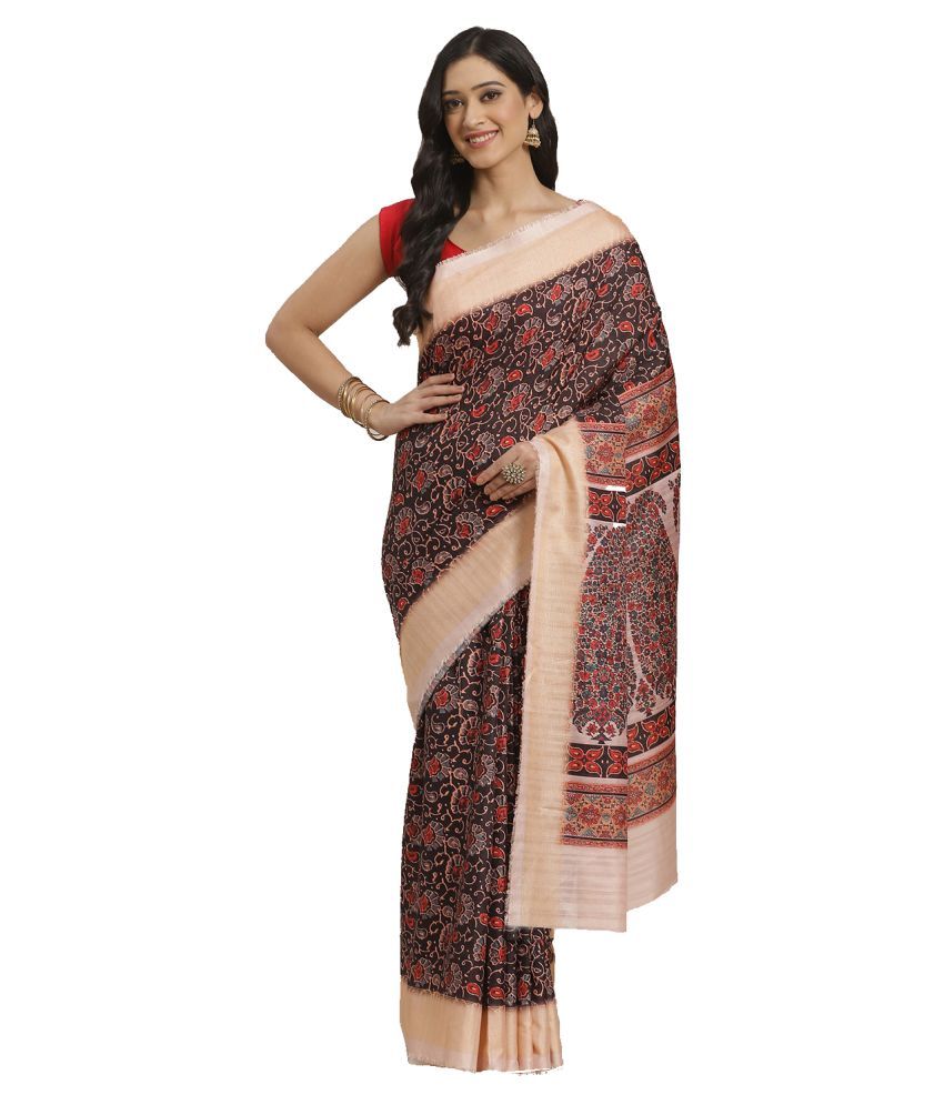     			Shaily Retails Black Silk Blends Saree - Single