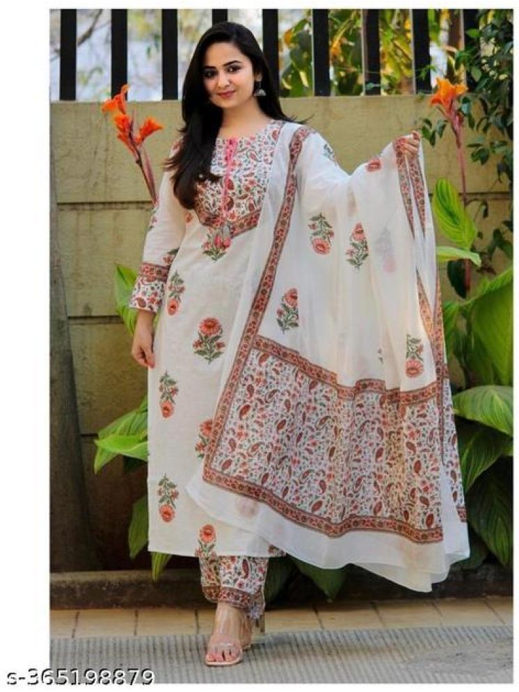     			TFF Rayon Printed Ethnic Top With Salwar Women's Stitched Salwar Suit - White ( Pack of 1 )