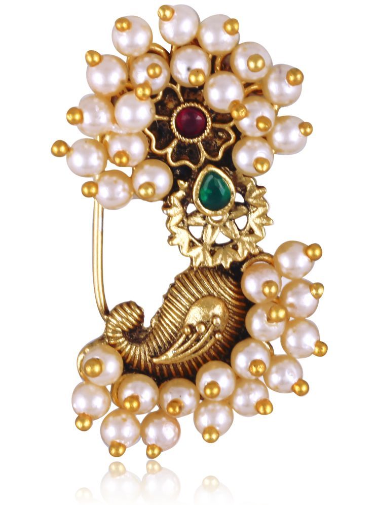     			Vivastri's Premium & Uniuqe Colourfull Pearl Beaded Alloy Gold Plated Nosepin For Women -VIVA1288NTH-PRESS-MULTI