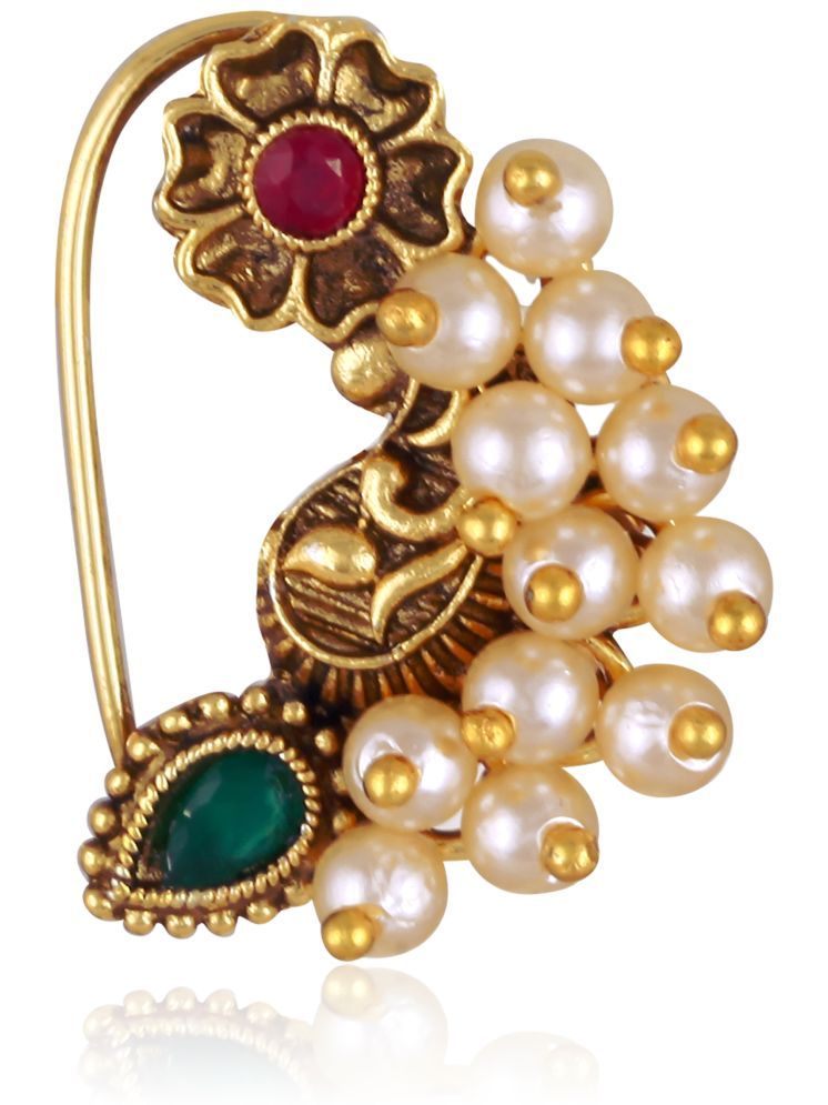     			Vivastri's Premium & Uniuqe Colourfull Pearl Beaded Alloy Gold Plated Nosepin For Women -VIVA1293NTH-PRESS-MULTI