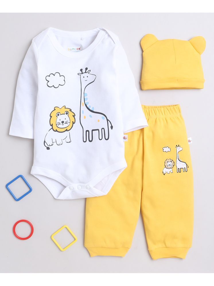     			BUMZEE Pack of 1 Baby Boys Cotton Bodysuit & Jogger Set ( White )