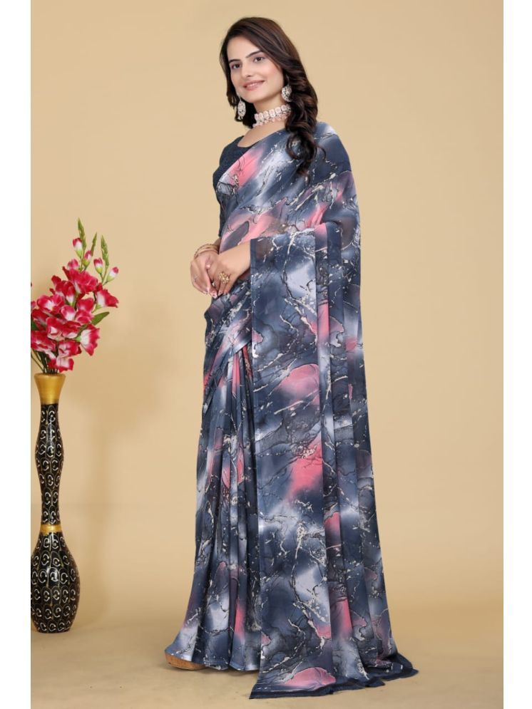     			Bhuwal Fashion Pack of 1 Georgette Dyed Saree With Blouse Piece ( Grey Melange )