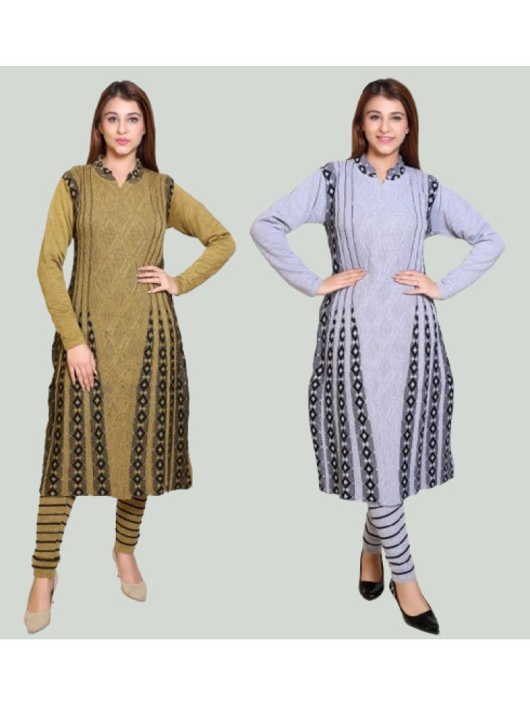     			Japroz Pack of 2 Acrylic Checks Flared Women's Kurti - ( Grey,Olive )