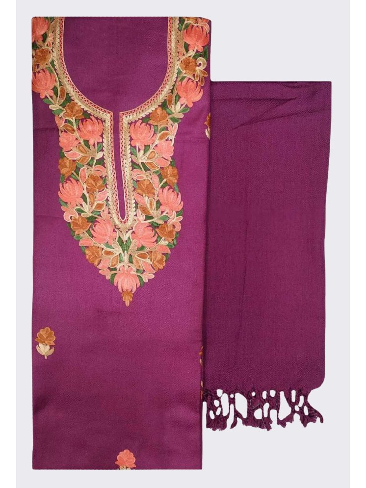     			KASHMIRI Unstitched Woollen Self Design Dress Material - Purple ( Pack of 1 )