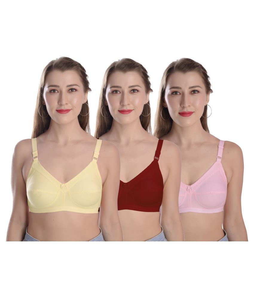     			Madam Pack of 3 Cotton Non Padded Women's Minimizer Bra ( Multi Color )