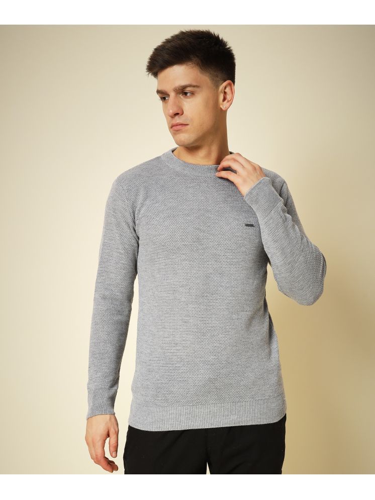     			TWOCRAZIIE Woollen Round Neck Men's Full Sleeves Pullover Sweater - Grey ( Pack of 1 )