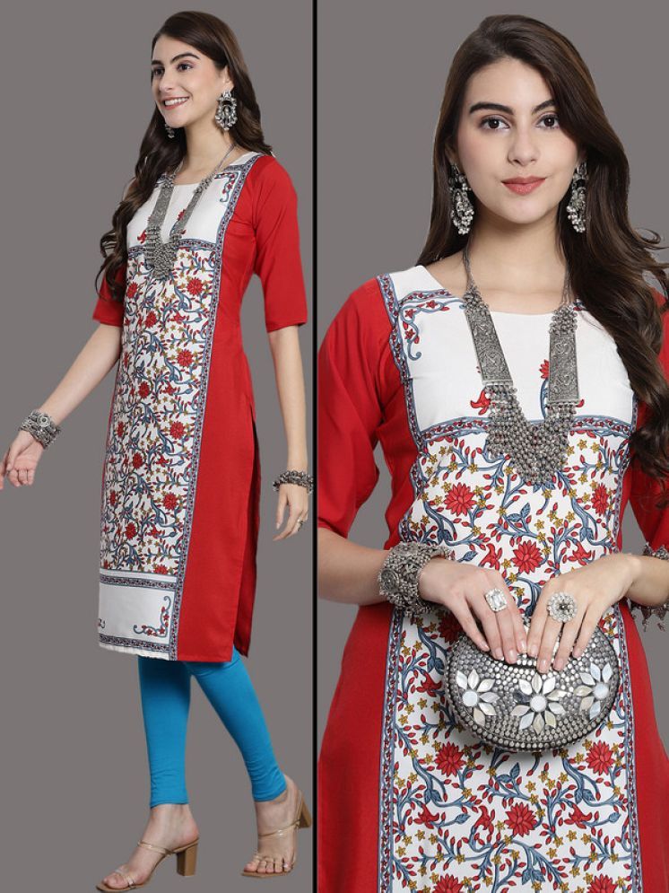     			Ethnic Basket Pack of 1 Crepe Printed Nayra Women's Kurti - ( Red )