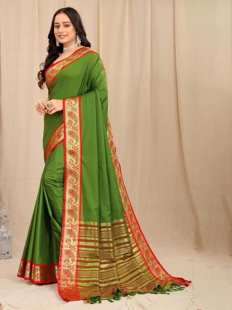     			A TO Z CART Silk Embellished Saree With Blouse Piece - LightGreen ( Pack of 1 )