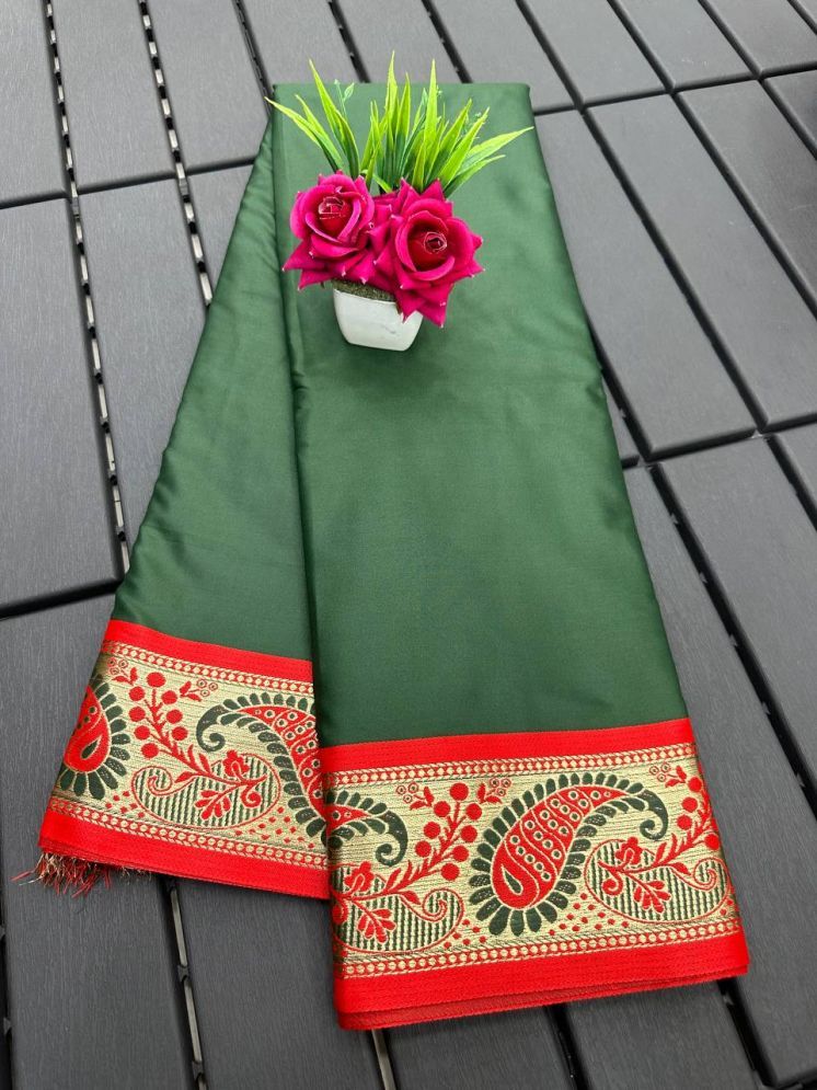     			Aika Silk Woven Saree With Blouse Piece - Green ( Pack of 1 )