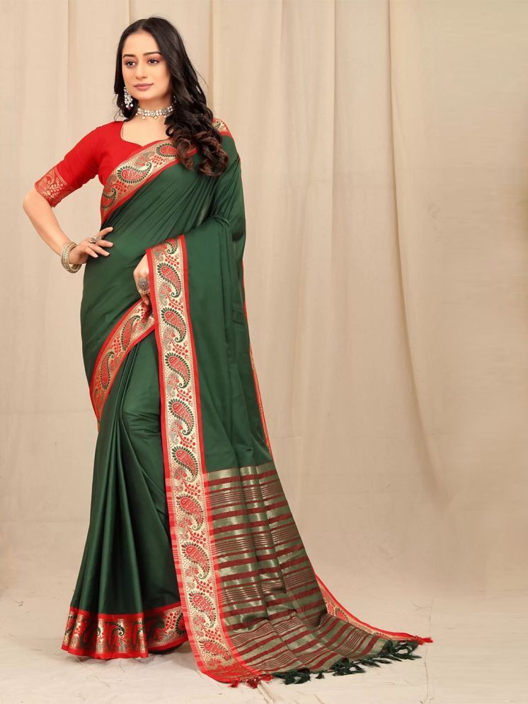     			Apnisha Silk Embellished Saree With Blouse Piece - Green ( Pack of 1 )