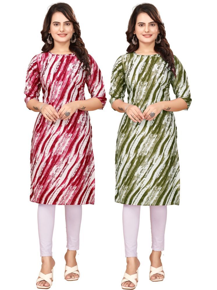     			DESIGNER DREAM Crepe Printed Straight Women's Kurti - Red,Green ( Pack of 2 )