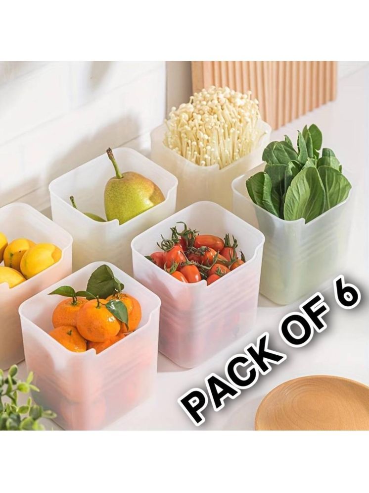     			Dinely Plastic White Multi-Purpose Container ( Set of 6 )