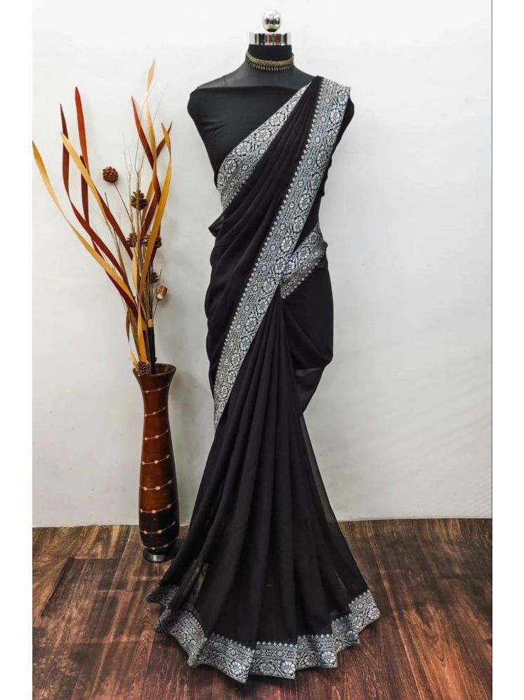     			JULEE Banarasi Silk Woven Saree With Blouse Piece - Black ( Pack of 1 )