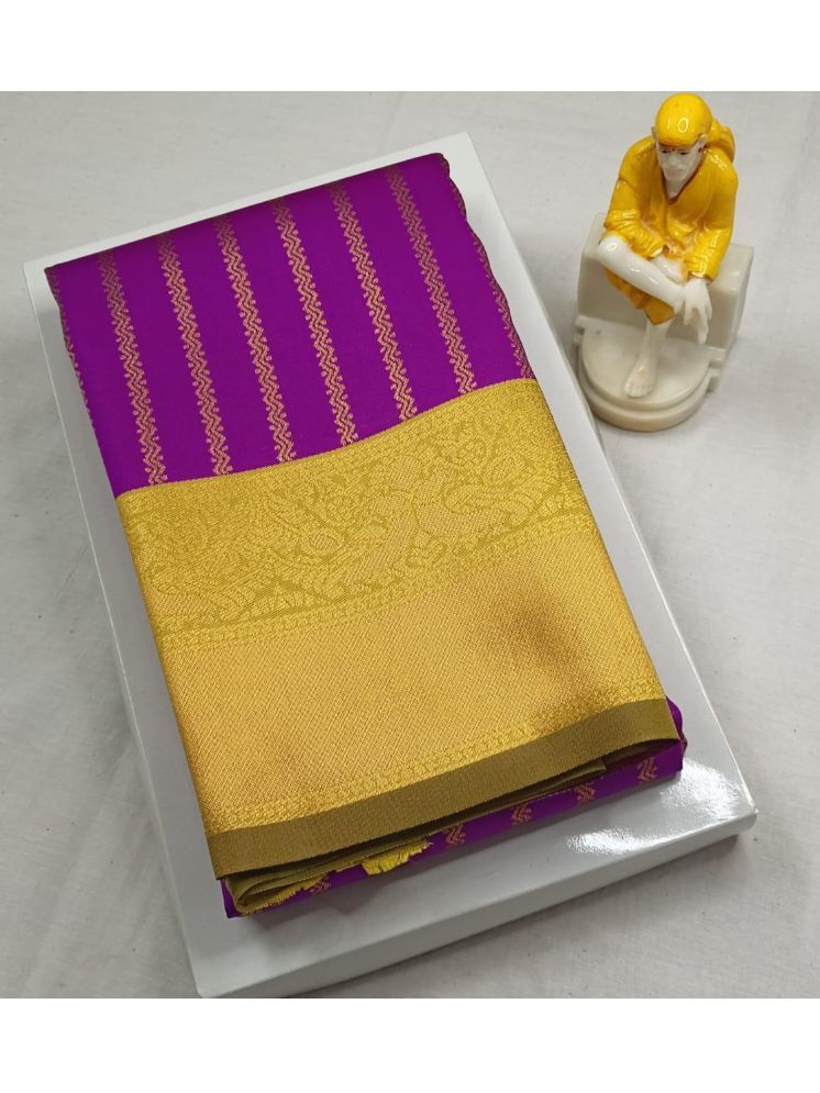     			JULEE Banarasi Silk Woven Saree With Blouse Piece - Purple ( Pack of 1 )