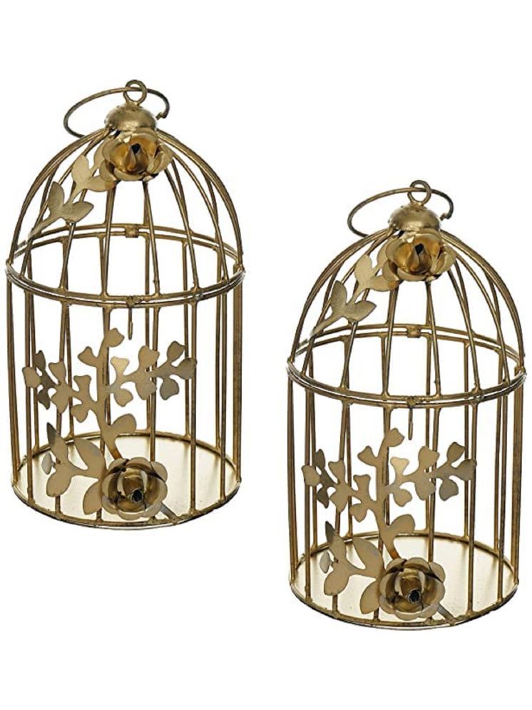     			Laserbot Gold Hanging Iron Tea Light Holder - Pack of 2