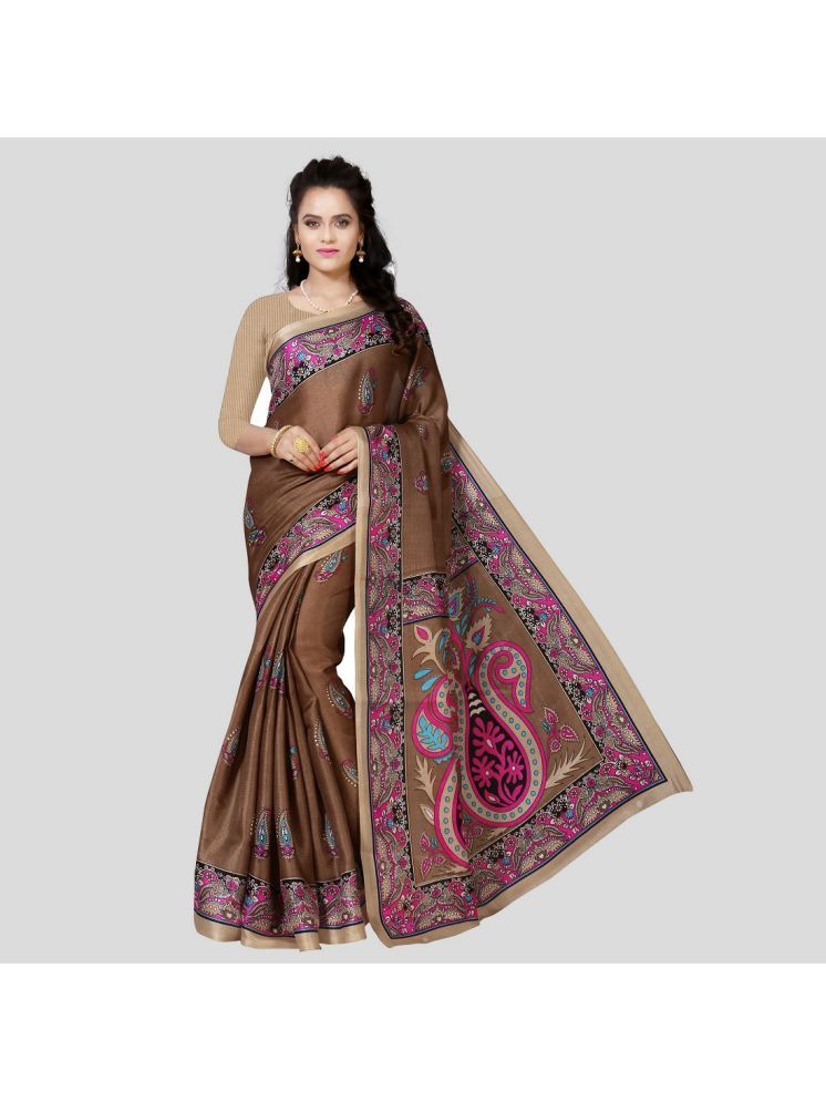     			THE PRIVATE LABLE Art Silk Printed Saree Without Blouse Piece - Beige ( Pack of 1 )