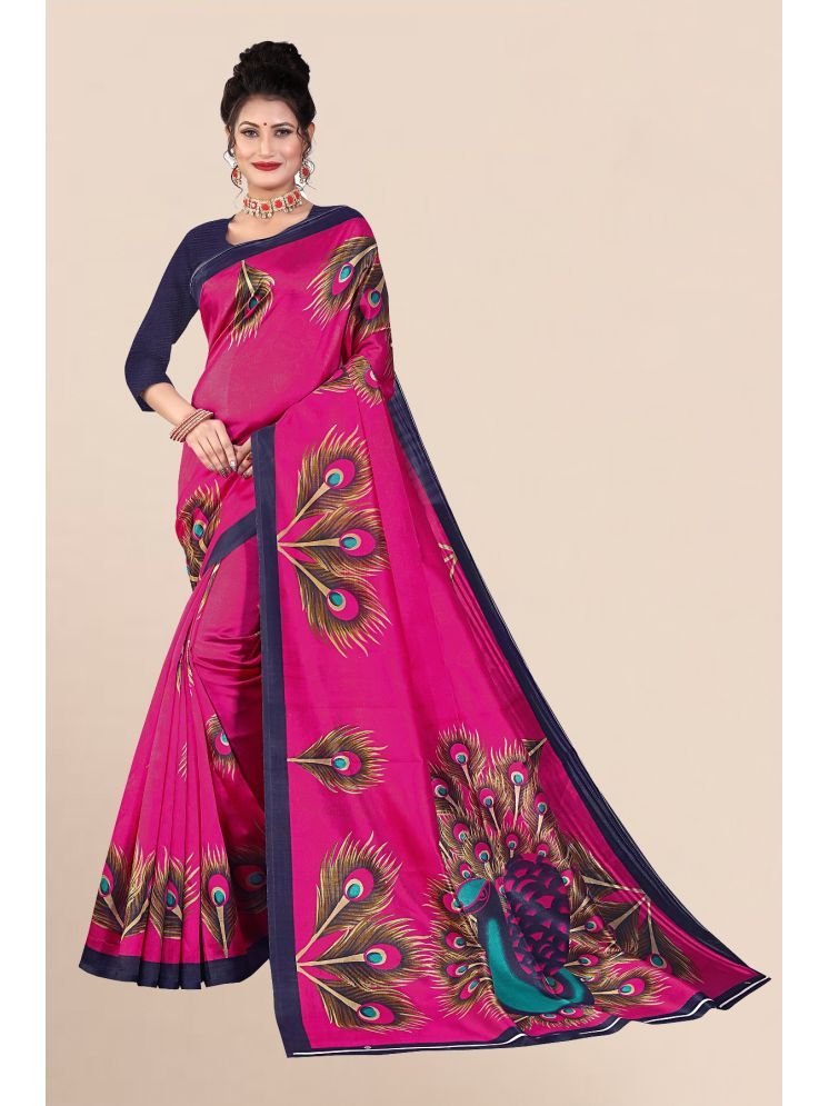     			THE PRIVATE LABLE Art Silk Printed Saree Without Blouse Piece - Pink ( Pack of 1 )