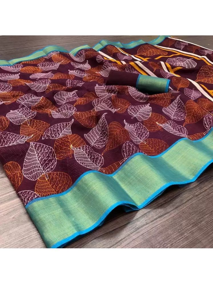     			THE PRIVATE LABLE Cotton Silk Printed Saree Without Blouse Piece - Purple ( Pack of 1 )