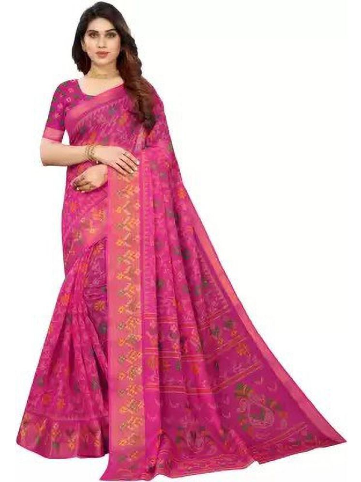     			THE PRIVATE LABLE Cotton Silk Printed Saree Without Blouse Piece - Pink ( Pack of 1 )