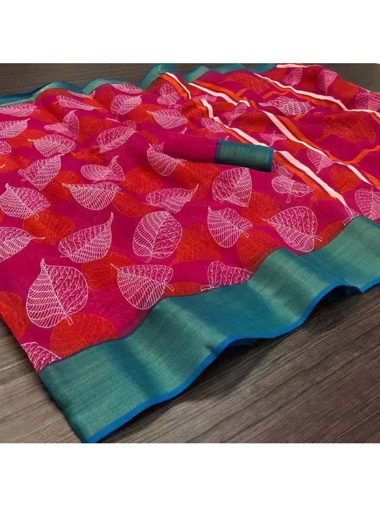     			THE PRIVATE LABLE Cotton Silk Printed Saree Without Blouse Piece - PINK ( Pack of 1 )