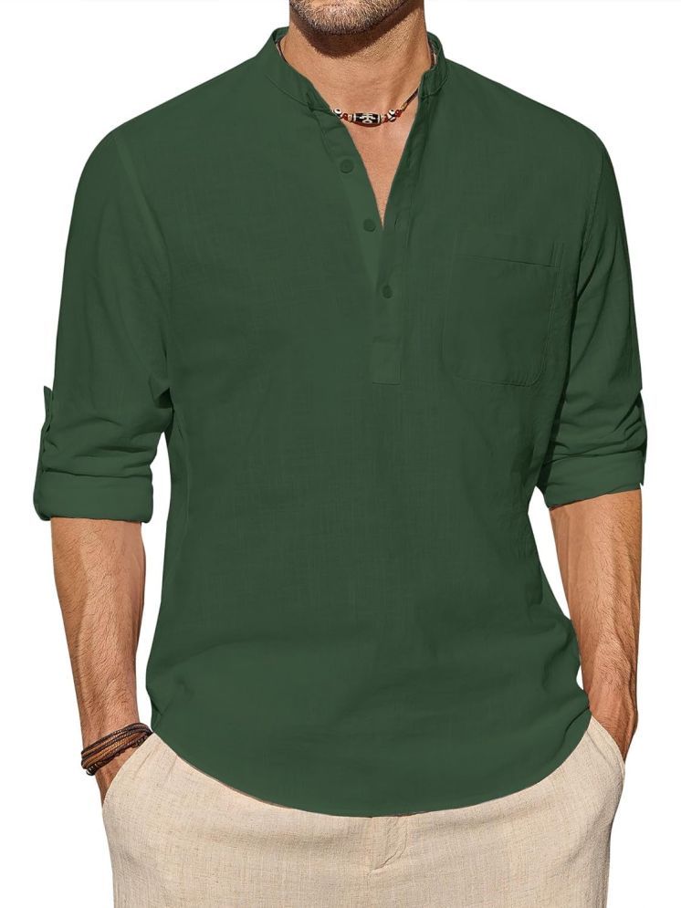     			UNI VIBE Green Cotton Men's Shirt Style Kurta ( Pack of 1 )