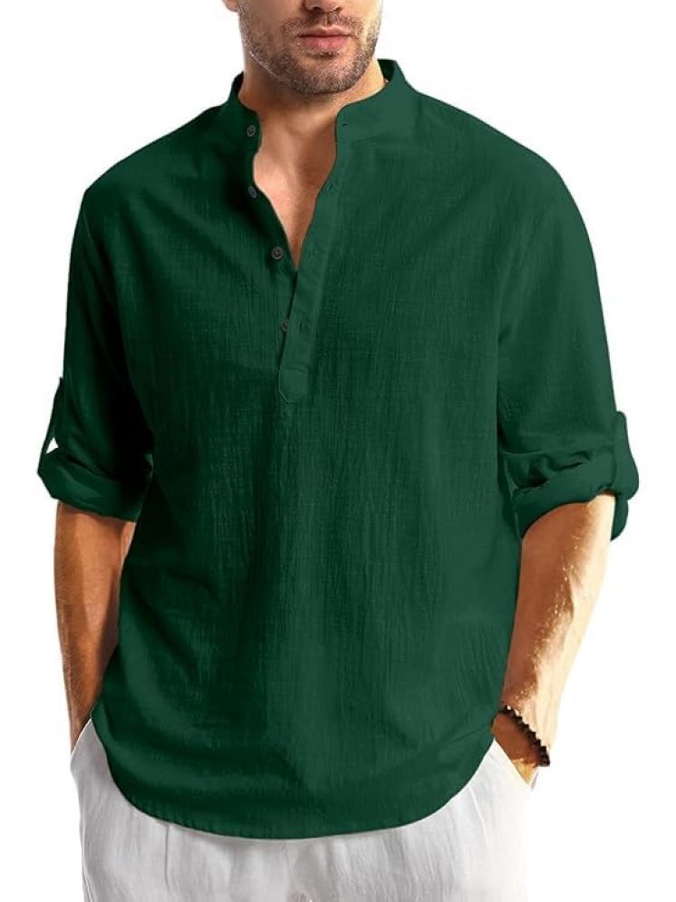     			UNI VIBE Green Cotton Men's Shirt Style Kurta ( Pack of 1 )