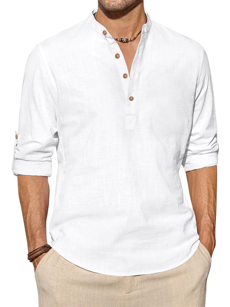     			UNI VIBE White Cotton Men's Shirt Style Kurta ( Pack of 1 )