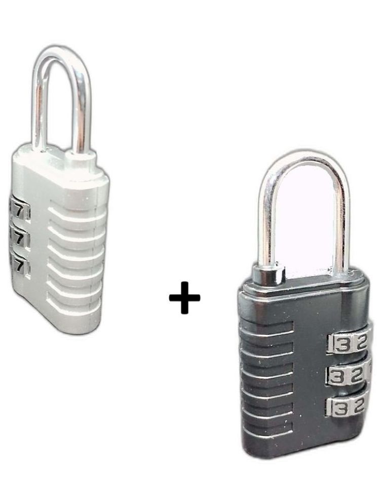     			Unikkus Set of 2 number combination padlocks, 3 Digits safety number combination lock for luggage, Bag, Travelling purpose locks, Color white, nice look and feel, long lasting, robust body padlock