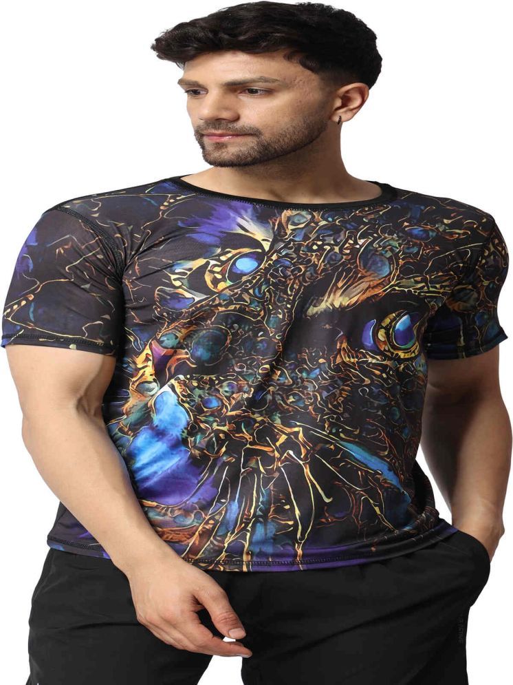     			yellow tree Polyester Regular Fit Printed Half Sleeves Men's Round T-Shirt - Multicolor ( Pack of 1 )